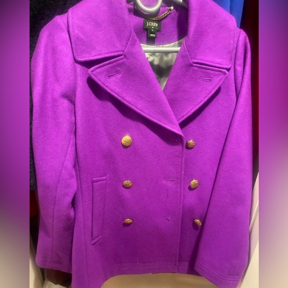 J.Crew Majesty Peacoat in Stadium Cloth. Sz 0 Purple, very good - Picture 4 of 4